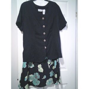 Caroline Wells B Vintage Navy Floral Two-Piece‎ Dress Set with Teal Accents